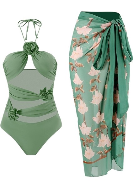 Yaz Yüzme Temel Mayo Kadın Plaj Gazlı Bez Etek Güneş Kremi Tek Parça Mayo (Yurt Dışından)