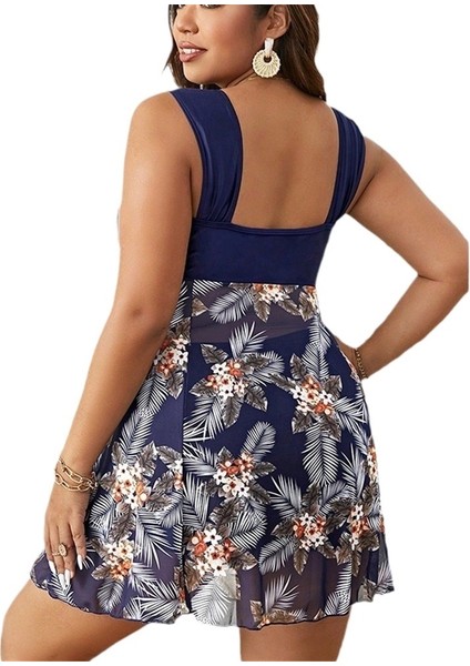 Yaz Mavi Tankini Renk Uyumlu Etek Bölünmüş Bağımsız Boksör Pantolon Muhafazakar Büyük Beden Mayo Kadın (Yurt Dışından) fiyatları