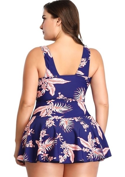 Kadınlar Için Yazlık Büyük Beden Mayo Iki Parçalı Muhafazakar Mavi Baskı Etek Bayan Mayo Boxer Külot (Yurt Dışından) modelleri