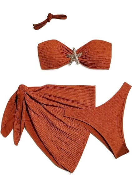 Kadınlar Için Yeni Stil Bikini Düz Renk Mayo Üç Parçalı Tüp Üst Plaj Elbisesi (Yurt Dışından) fiyatları