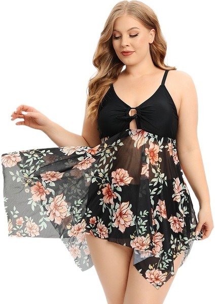 Yaz Büyük Beden Mayo Kadın Sıcak Bahar Çabuk Kuruyan File Etek Bölünmüş Mayo Boxer Şort (Yurt Dışından)