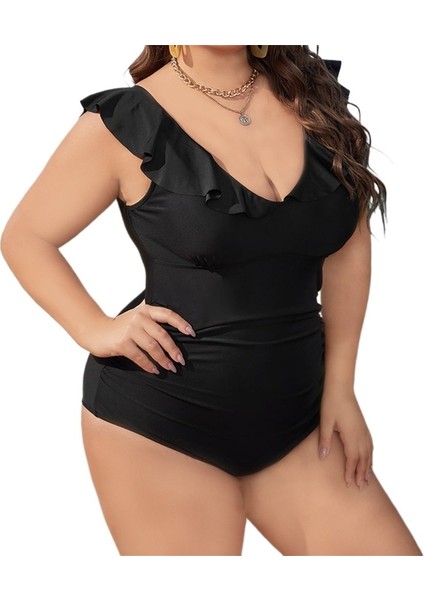 Yaz Yeni Büyük Boy Mayo Kadınlar Için Yüksek Kaliteli Düz Renk Tek Parça Mayo Muhafazakar Plaj Mayo Boyutu: 4xl Göğüs 127CM (Yurt Dışından)