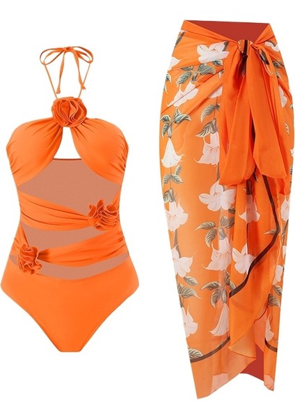 Yaz Yüzme Temel Mayo Kadın Plaj Tatil Gazlı Bez Etek Güneş Kremi Çok Renkli Tek Parça Mayo (Yurt Dışından)