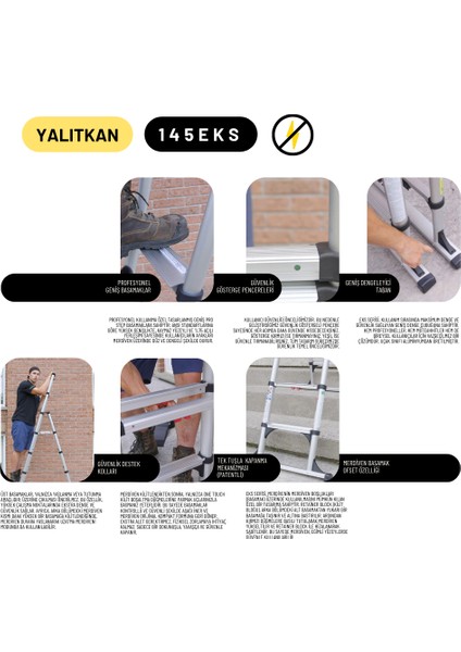2.7m Kevlar Yalıtkan/Yüksek Gerilime Dayanıklı Çok Fonksiyonlu Merdiven 20ACKV - 125EKS