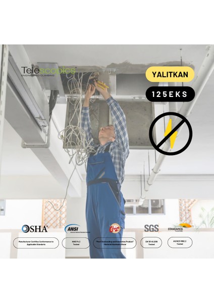 2.7m Kevlar Yalıtkan/Yüksek Gerilime Dayanıklı Çok Fonksiyonlu Merdiven 20ACKV - 125EKS
