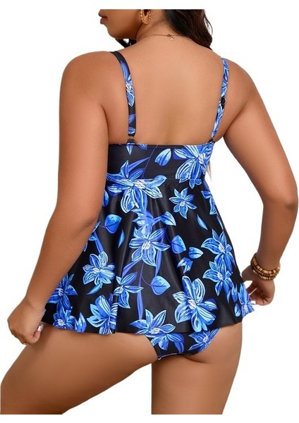 Yaz Büyük Beden Iki Parça Tankini Mayo Kadınlar Için Elbise Baskılı Mayo Beden: 4xl Göğüs 104CM (Yurt Dışından) fiyatları