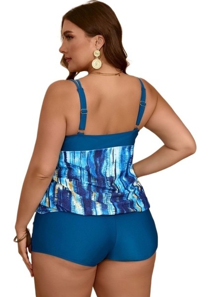 Yaz Büyük Beden Mayo Baskılı Iki Parçalı Boxer Külot Tankini Iki Parçalı Mayo Kadın Beden: 5xl Göğüs 118CM (Yurt Dışından) fiyatları