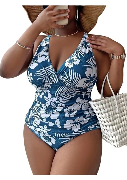 Yaz Mayo Büyük Boy Baskılı Stil Kadın Yüksek Bel Iki Parçalı Mayo Kadın Boyutu: 4xl (Yurt Dışından)