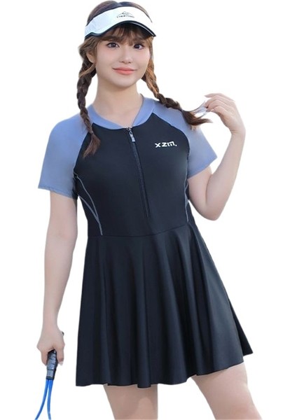 Kadınlar Için Yaz Büyük Boy Mayo 100KG Tek Parça Öğrenci Spor Muhafazakar Kaplıca Mayosu (Yurt Dışından)