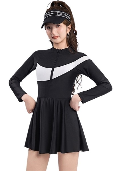 Kadınlar Için Yazlık Mayo, Muhafazakar Kaplıca Yüzme Havuzu, Yüksek Kontrastlı Renkte Tek Parça Mayo (Yurt Dışından)