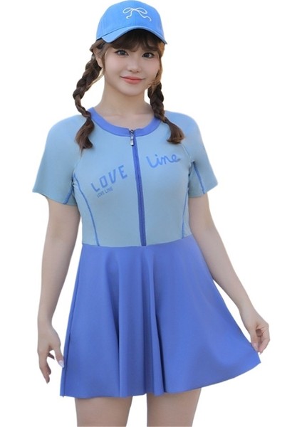 Yaz Yeni Polyester Tek Parça Mayo Kadınlar Için Spor Büyük Beden Kızlar Muhafazakar Slim Fit Spor Yüzme (Yurt Dışından)