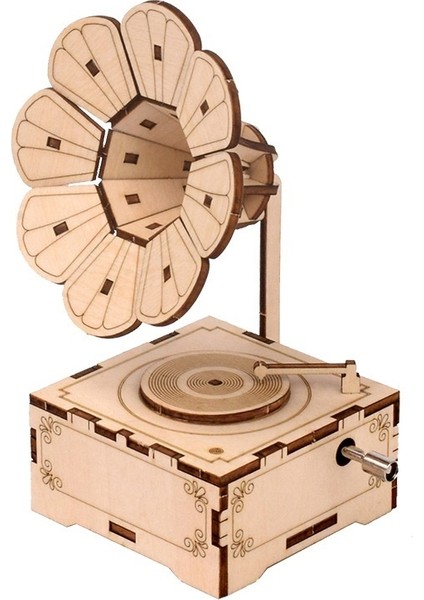 Yaratıcı 3D Stereo Yapboz Bulmaca Fonograf Müzik Kutusu Ahşap Yapboz Bulmaca Modeli Bilimsel Üretim Çocuk Eğitici Oyuncak (Yurt Dışından)