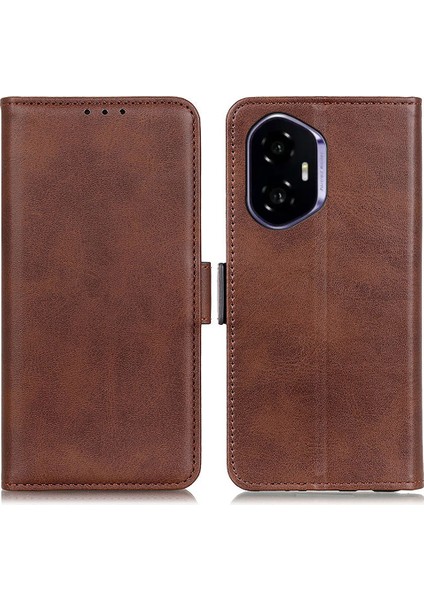Honor 400 5g Stand Inek Derisi Doku Pu Deri Telefon Kılıfı (Yurt Dışından)