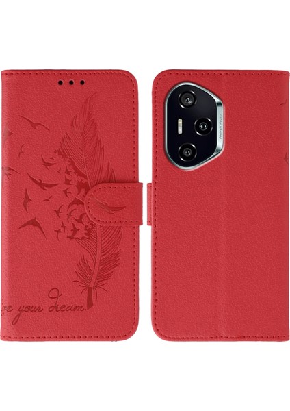 Honor 400 5g Tüy Baskı Pu Deri Cüzdan Telefon Kılıfı (Yurt Dışından)