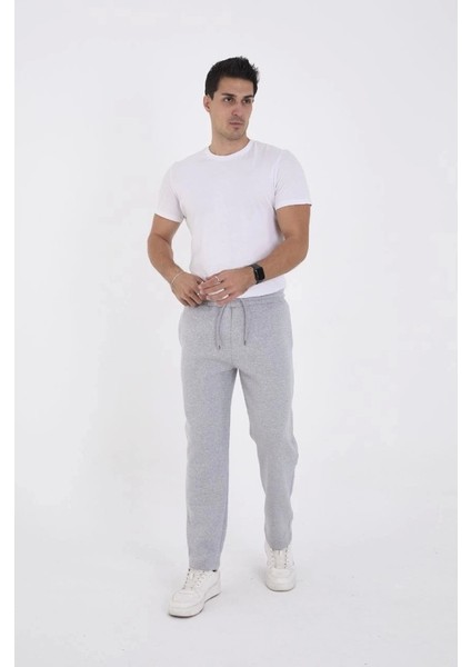 Unisex Üç Iplik Basic Eşofman Özel Tasarım Pantolon - Gri