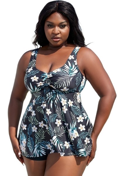 Yaz Yeni Iki Parçalı Mayo Baskılı Büyük Boy Tankini Takım Elbise Kadın Boyutu: 0xl (Yurt Dışından)