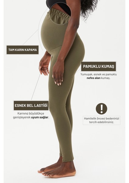 Pamuk Elastan Uzun Kadın Hamile Tayt 2023 (Bileğe Kadar)