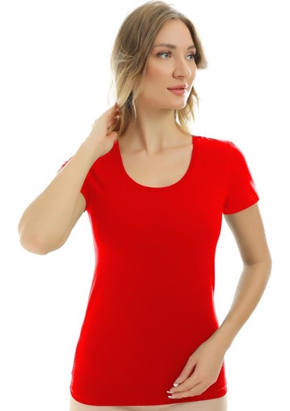 Kısa Kollu U Yaka Slim Fit Kadın Body T-Shirt 2038