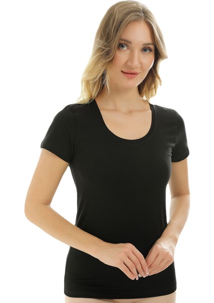 Kısa Kollu U Yaka Slim Fit Kadın Body T-Shirt 2038