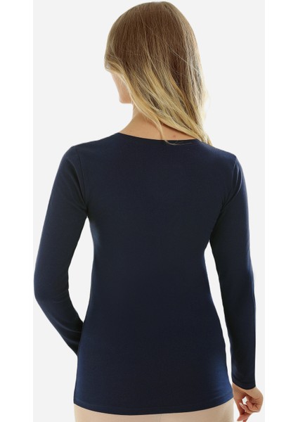 Uzun Kollu V Yaka Slim Fit Kadın Body 2039
