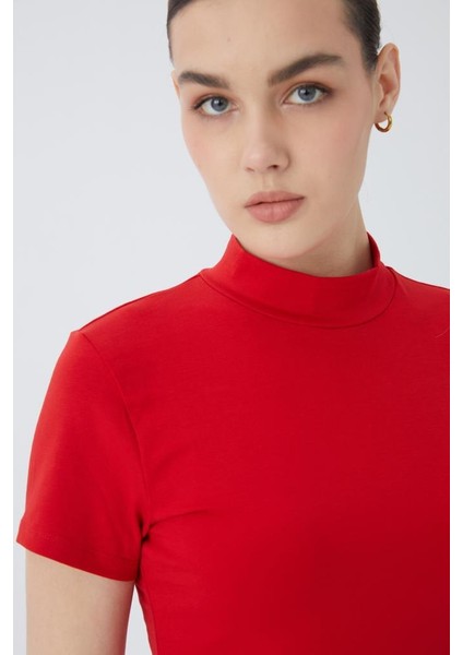 Balıkçı Yaka Kısa Kol Kadın Body T-Shirt 2046 modelleri