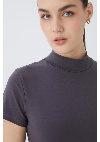 Balıkçı Yaka Kısa Kol Kadın Body T-Shirt 2046 modelleri
