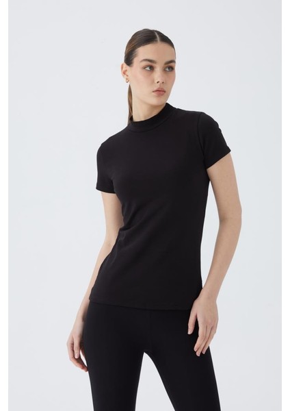 Balıkçı Yaka Kısa Kol Kadın Body T-Shirt 2046