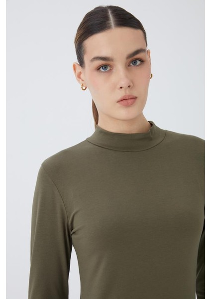 Balıkçı Yaka Uzun Kol Kadın Body T-Shirt 2047 modelleri