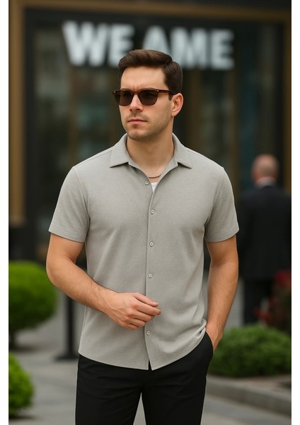 Erkek Kısa Kollu Örme Kumaş Pamuklu Gömlek fiyatları