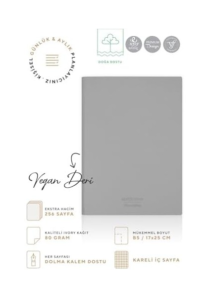 Esnek Kapak Defter B5 Krem 128 Yp. Kareli