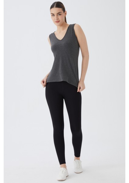 Sıfır Kol V Yaka Kadın Body T-Shirt 2050