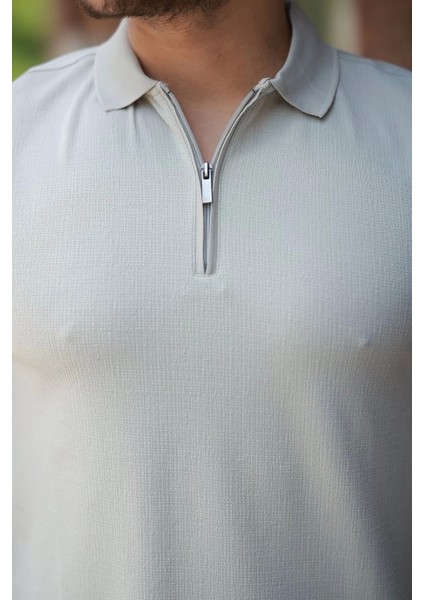 Erkek Fermuarlı Yaka Kısa Kollu Tişört modelleri