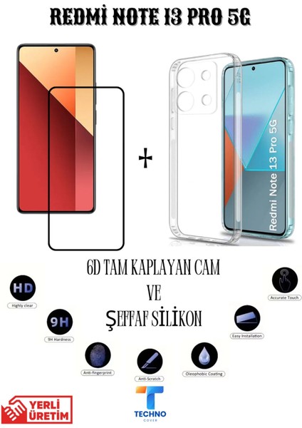 Redmi Note 13 Pro 5g 6d Tam Kaplayan Ekran Koruyucu ve Şeffaf Kılıf 2li Avantajlı Paket fırsatları
