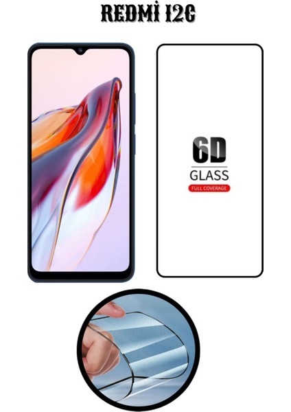 Redmi 12C 6d Tam Kaplayan Ekran Koruyucu ve Şeffaf Kılıf 2li Avantajlı Paket fiyatları