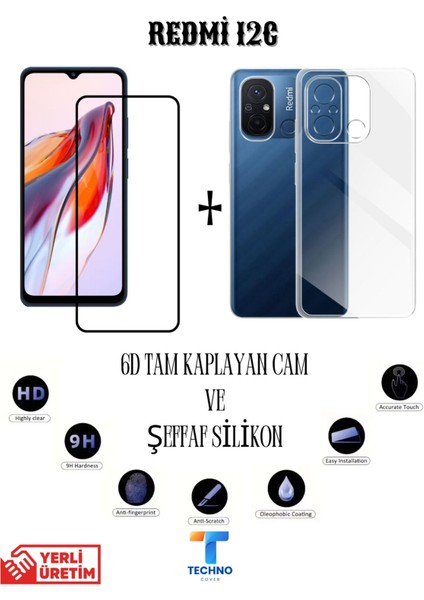 Redmi 12C 6d Tam Kaplayan Ekran Koruyucu ve Şeffaf Kılıf 2li Avantajlı Paket fırsatları