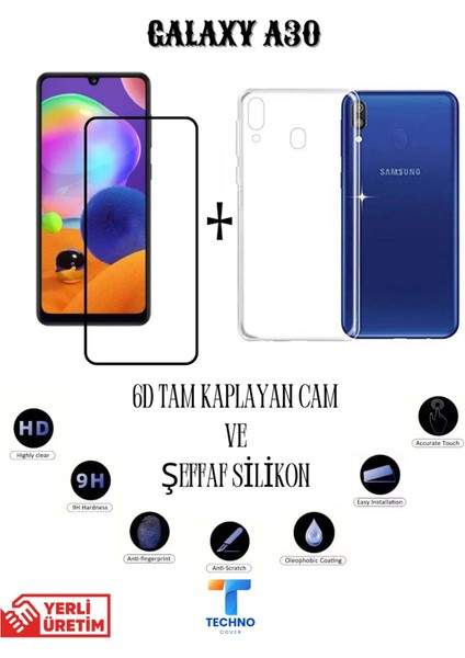 Samsung A30 6d Tam Kaplayan Ekran Koruyucu ve Şeffaf Kılıf 2li Avantajlı Paket fırsatları