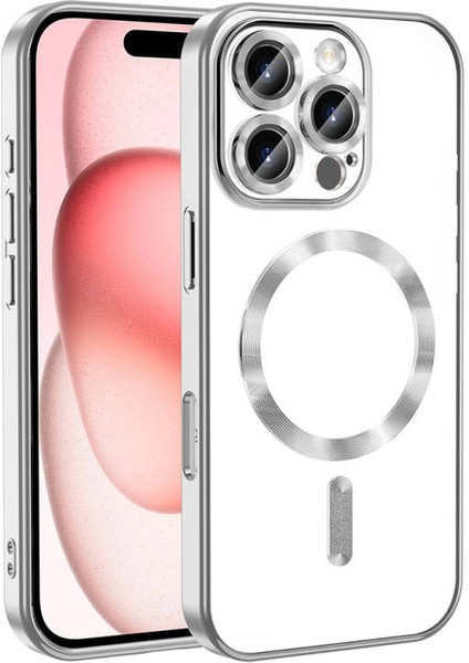 iPhone 16 Pro Max Kılıf Kenarları Renkli ve Magsafe Halkalı Şık Auraq Premium Silikon Şeffaf