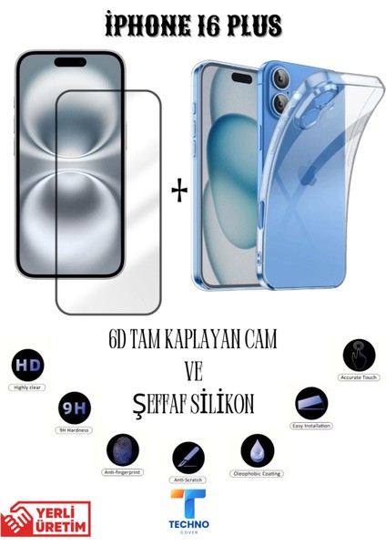 Iphone 16 Plus 6d Tam Kaplayan Ekran Koruyucu ve Şeffaf Kılıf 2li Avantajlı Paket fırsatları