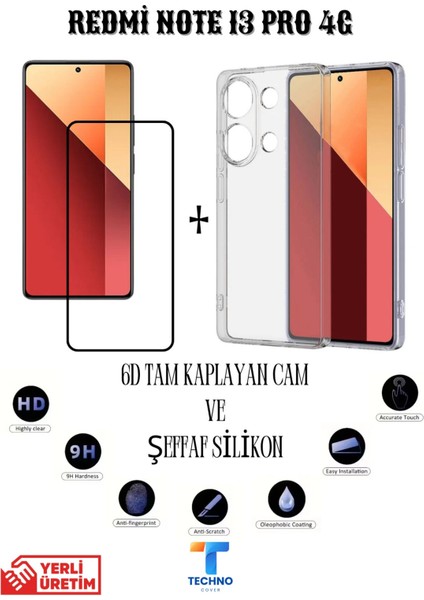 Redmi Note 13 Pro 4g 6d Tam Kaplayan Ekran Koruyucu ve Şeffaf Kılıf 2li Avantajlı Paket