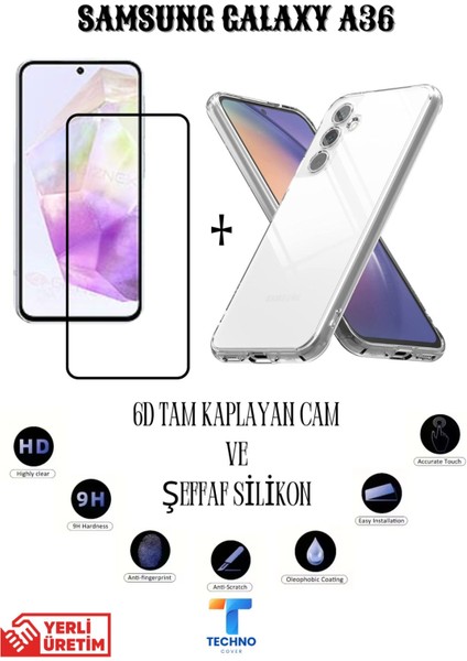 Samsung A36 6d Tam Kaplayan Ekran Koruyucu ve Şeffaf Kılıf 2li Avantajlı Paket fırsatları