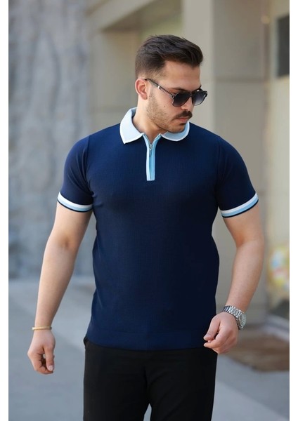 Erkek Renkli Yaka Kısa Kollu Tişört