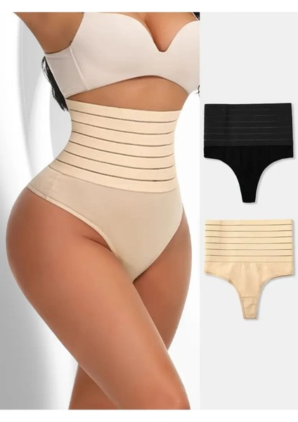 Flerna Model Göbek ve Karın Toparlayan Yüksek Bel Spor Korse Külot Ten Renk