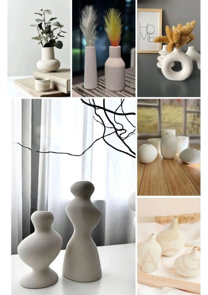 Muffag 6'lı Set 14 Adet Obje Camber Vazo - Şamdan Set - Mini Dekoratif Pinterest Iskandinav Bohem