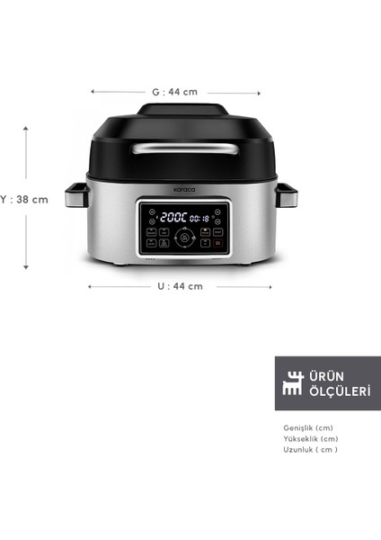 Gastro Grill 6 Kişilik Geniş Hacim Airfryer, Air Grill ve Izgara Makinesi