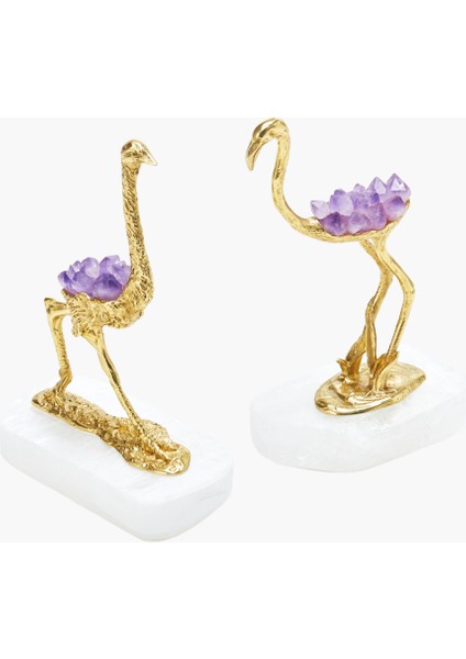 Standlı Kuğu Obje Mor L 16X10X20CM