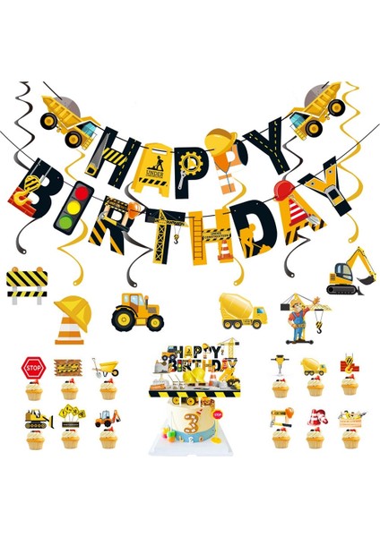 Mühendislik Araç Tema Dekorasyon Seti Doğum Günü Partisi Dekorasyon Kek Ekleme Dıy Seti (Yurt Dışından)
