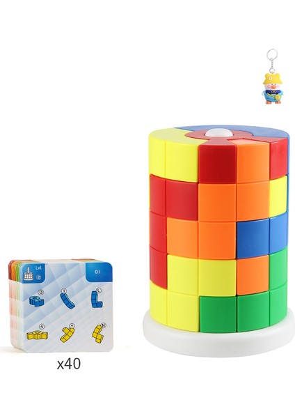 Çocuklar Için Eğitici Değişen Küp Kule Geometrik Silindir Jenga Ebeveyn-Çocuk Etkileşimli Düşünme Yapı Taşları Oyun Oyuncakları (Yurt Dışından)