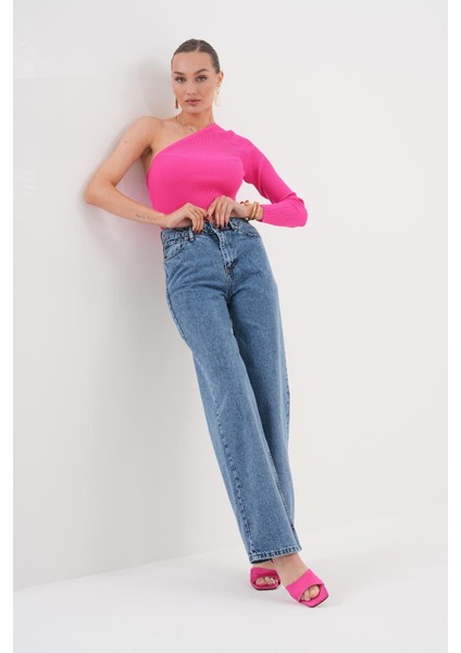 Kadın Palazzo Salaş Paça Süper Yüksek Bel Jean Pantolon Lacivert modelleri