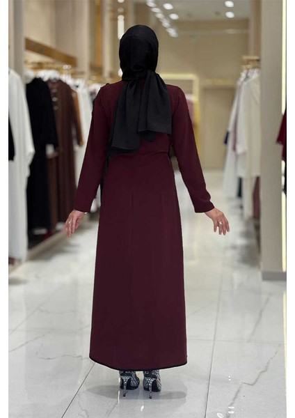 Gül Detaylı Elbise 3976 Bordo fiyatları