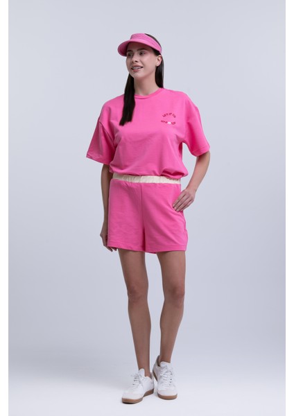 Kadın Pembe Şort - Rahat Bel Lastikli, Günlük ve Spor Kullanıma Uygun